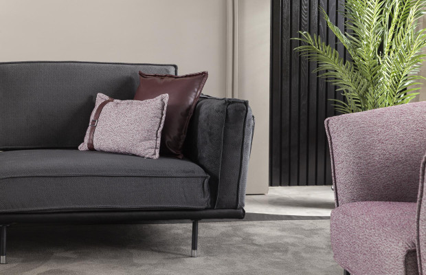 Luxury Sofa Three Seater Italian Style Furniture Gray Upholstery Couch Soft