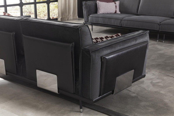 Luxury Sofa Three Seater Italian Style Furniture Gray Upholstery Couch Soft