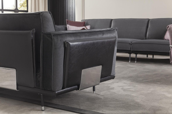 Luxury Sofa Three Seater Italian Style Furniture Gray Upholstery Couch Soft
