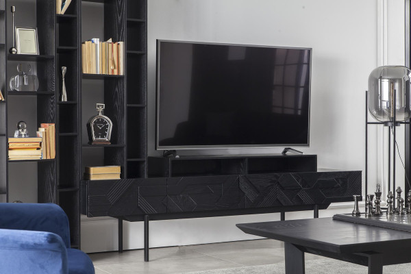 Wall unit in Black with open storage for Living room wall units