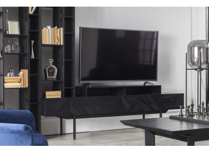 Wall unit in Black with open storage for Living room wall units