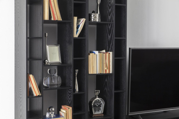 Wall unit in Black with open storage for Living room wall units