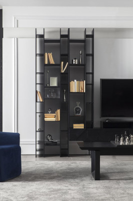 Wall unit in Black with open storage for Living room wall units