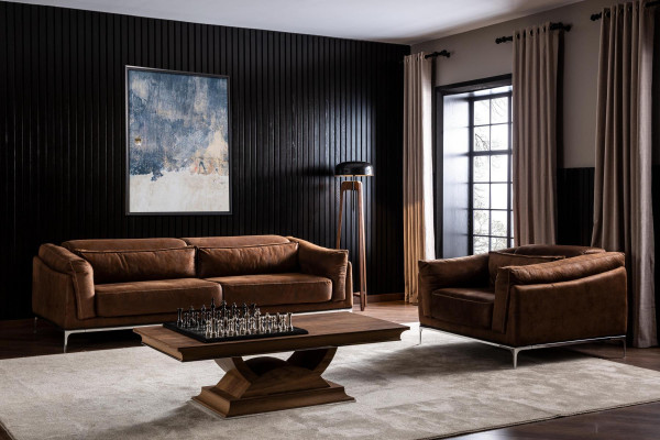 Armchair + Sofa in Brown Modern Style Medium Soft Luxurious Comfortable new