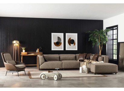 Living landscape Corner sofa Couch Upholstery Furniture Corner suite Sofa Fabric sofa
