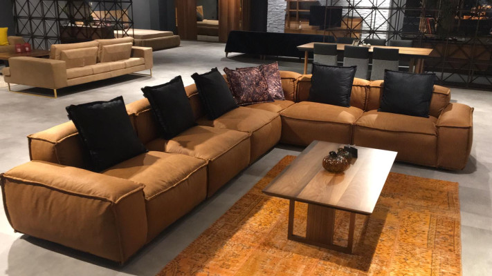 Corner sofa Living landscape Couch Upholstery Furniture Fabric sofa Corner suite Furniture