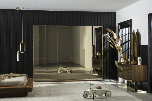 Bedroom Chest of drawers Wardrobe Furniture Furnishings Glass cabinet 2 pcs.