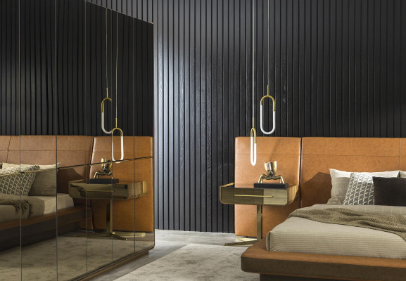 Bedroom Chest of drawers Wardrobe Furniture Furnishings Glass cabinet 2 pcs.