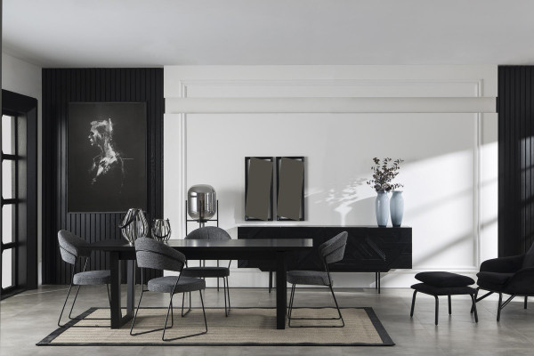 Dining set Black Dining room Set Sideboard Wardrobe Chairs Dining table Dining set
