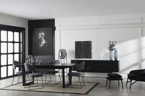 Dining set Black Dining room Set Sideboard Wardrobe Chairs Dining table Dining set