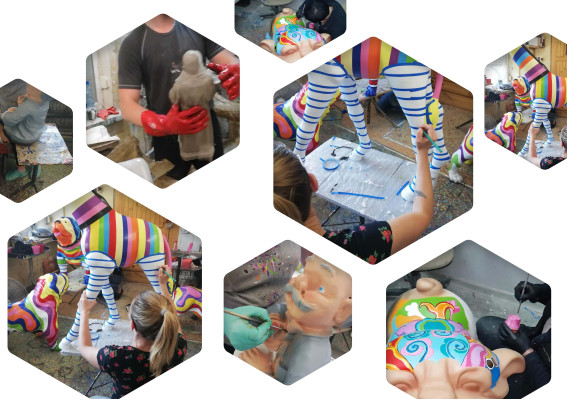 Abstract Figure Cow Modern Stutuen Loft Sculptures Colorful Figures Decoration new