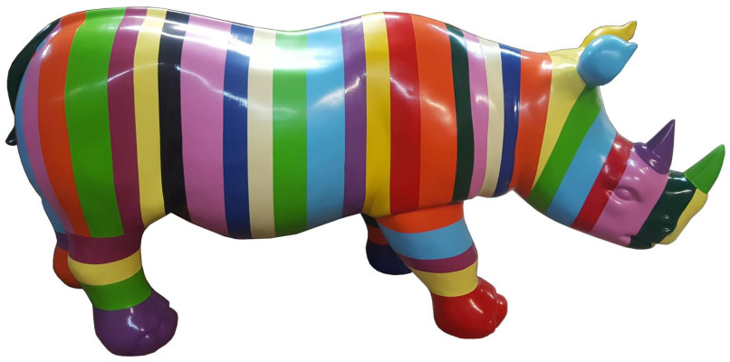Rhinoceros Abstract Sculptures Colorful Figure Painted Statues Garden Handcraft Art