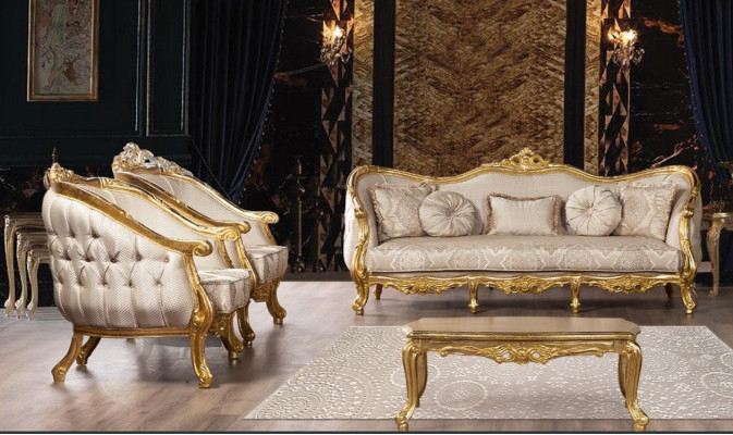 Baroque Sofa set 3+1+1 Seater Chesterfield Sofa Sofas Armchair Seat Suite