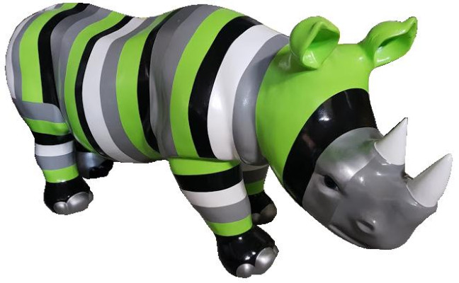 Abstract Sculptures Colorful Figure Painted Statues Garden Rhinoceros Handcraft Art