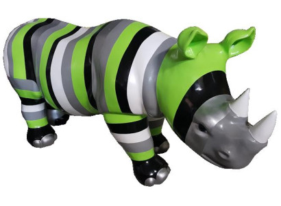 Abstract Sculptures Colorful Figure Painted Statues Garden Rhinoceros Handcraft Art