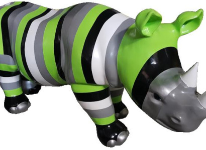 Abstract Sculptures Colorful Figure Painted Statues Garden Rhinoceros Handcraft Art