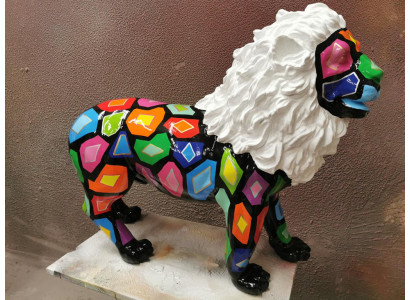 Colorful Figure Abstract Painted Statues Garden Sculptures Lion Handcraft Art new