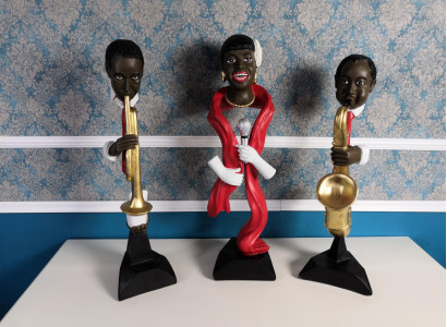 3X DESIGNER SET FIGURE SCULPTURES STATUES MUSICIANS XXL BIG FIGURES STATUE