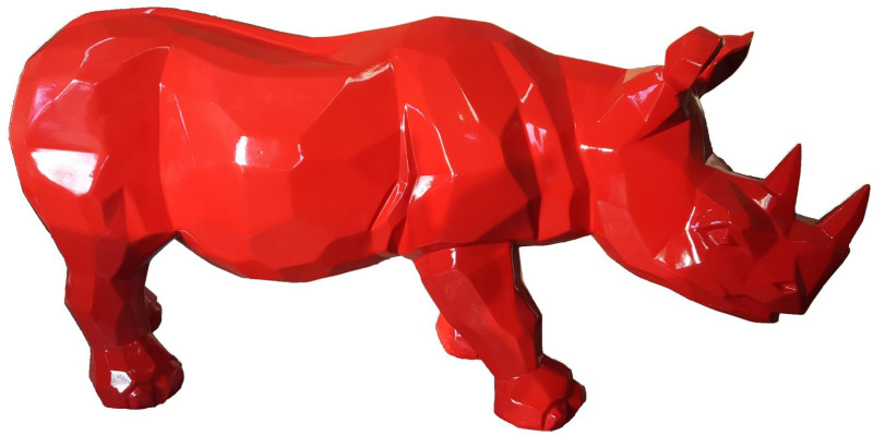 Red Rhinoceros Figure Statue Figures Statues Sculpture Garden Decoration Abstract