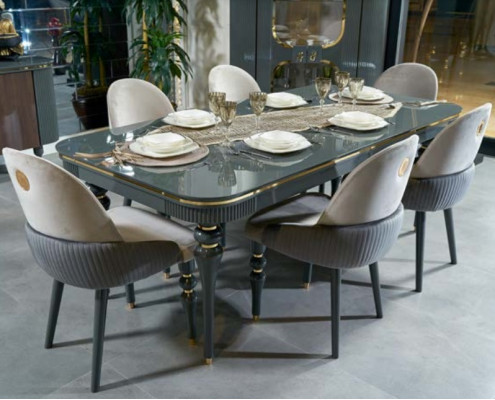 Dining room Set Suite Display case Table 6x Chair Chest of drawers Mirror Modern new 10tlg.