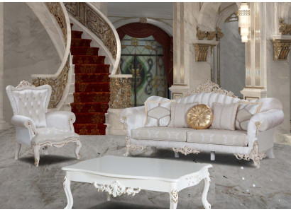 Luxurious sofa set for the living room in Classic n style in the color White