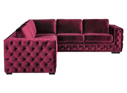 Purple chesterfield couch luxury velvet fabric couchen sofa set buttons upholstery new