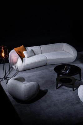 Gray luxury sofa set four seater armchair luxury couches textile furniture