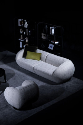 Gray sofa set three seater armchair suite upholstered furniture luxury design
