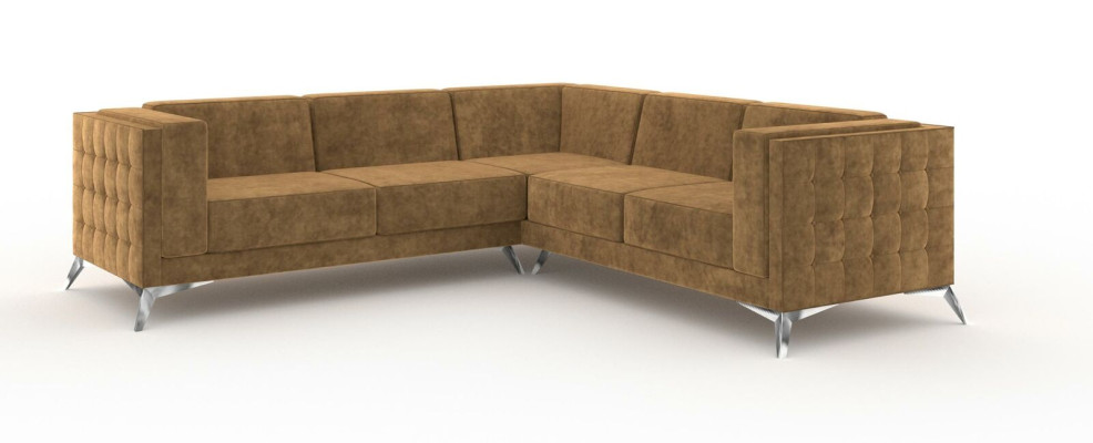 Design Corner sofa Sofa L-shape Couch Upholstery Classic Couches Corner Sofas Brown new