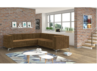 Design Corner sofa Sofa L-shape Couch Upholstery Classic Couches Corner Sofas Brown new