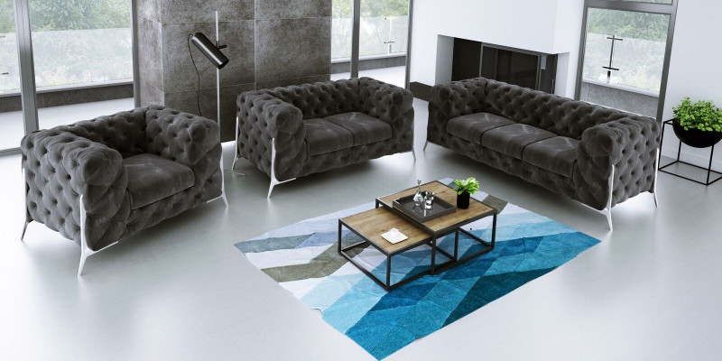 Designer Chesterfield Sofa Set Sofa Couch Upholstery Set 321 Seater Velvet Set