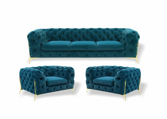 Chesterfield Designe Sofa set 3+1+1 Seat Sofa Couch Fabric Suite Upholstery Set