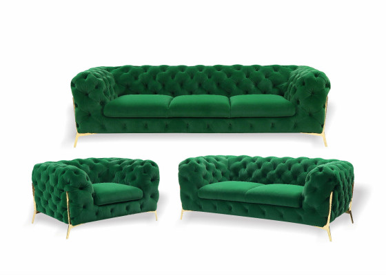 Luxury Chesterfield Upholstery Sofa set in Velvet 3+2 Seater Couch Set Suite