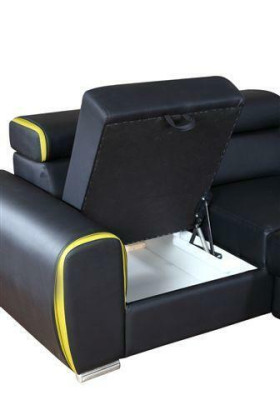 Design Corner sofa L-shape Bed function Couch Leather Textile Sofas Couches