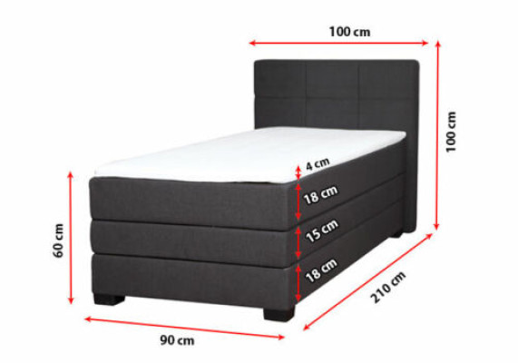 Boxspring Bed Hotel Beds 90x200cm Complete bed base incl. Topper