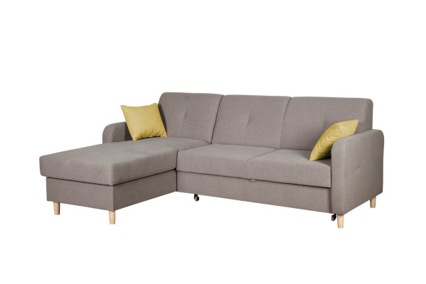 Corner sofa L-shape Sofa Couch Design Upholstery Modern Textile Bed function Gray Fabric