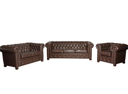 Chesterfield 3 Seater Sofa Leather Sofa Couch Upholstery Seat Sofas Three Seater