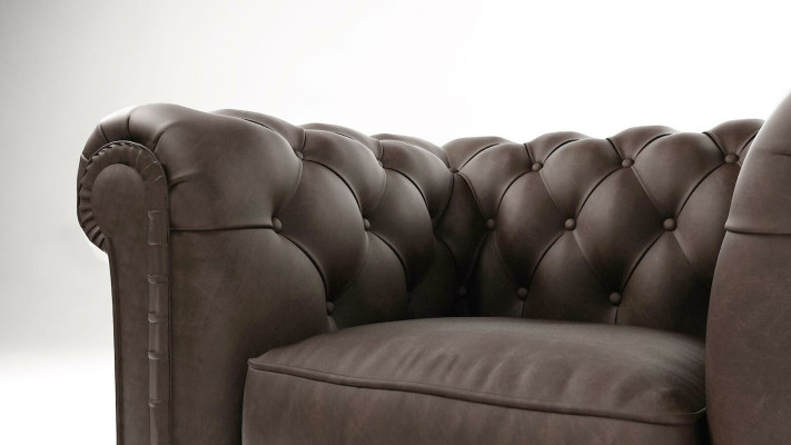 Armchair TV Seat Club Lounge Textile Leather Elegant Design Chesterfield