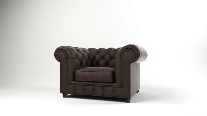 Armchair TV Seat Club Lounge Textile Leather Elegant Design Chesterfield