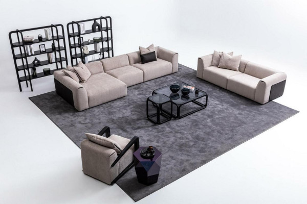 Seating group Taupe Living room Living landscape Upholstered furniture L-shape 3-piece