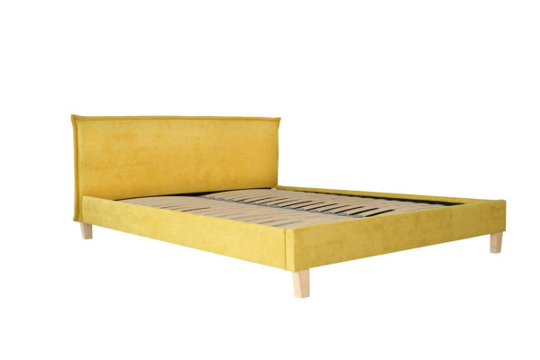 Double bed Bed Beds Upholstery Bedroom bed base Marriage Yellow Textile Fabric