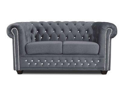 Chesterfield Textile Couch Upholstery 2-seater sofas couches black two-seater new