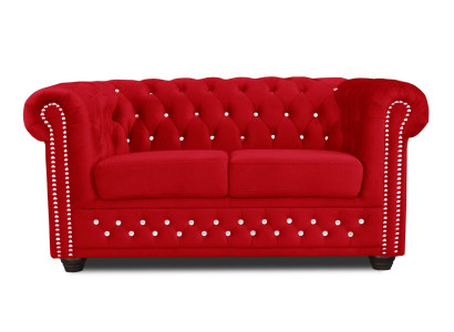 Chesterfield Textile Couch Upholstery 2-Seater Fabric Sofas Couches red Two-seater