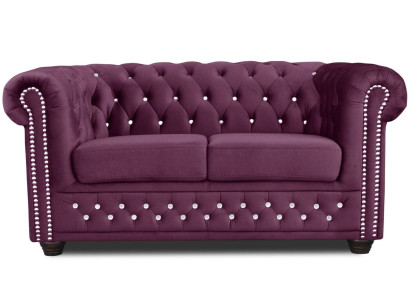 Chesterfield Textile Couch Upholstery 2-Seater Fabric Sofas Couches purple Two-seater