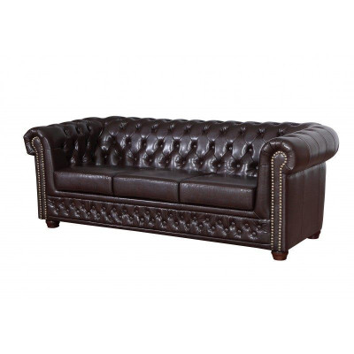 Modern three-seater imitation leather sofa, cozy and elegant Chesterfield