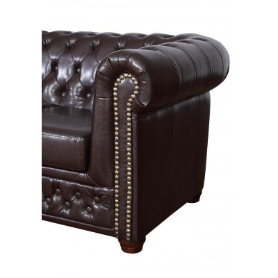 Modern three-seater imitation leather sofa, cozy and elegant Chesterfield