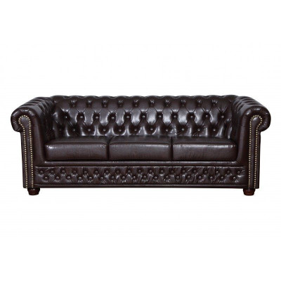 Modern three-seater imitation leather sofa, cozy and elegant Chesterfield