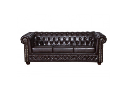 Modern three-seater imitation leather sofa, cozy and elegant Chesterfield