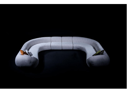 Villas Sofa Corner sofa L-shape Design Upholstered sofa Style Textile Living landscape Gray
