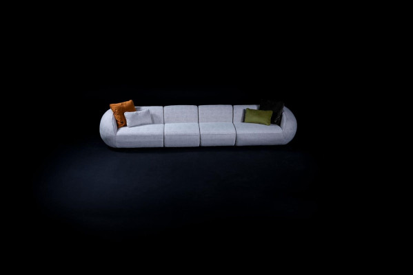 Gray Living landscape six-seater upholstery textile sofa corner lounge modern